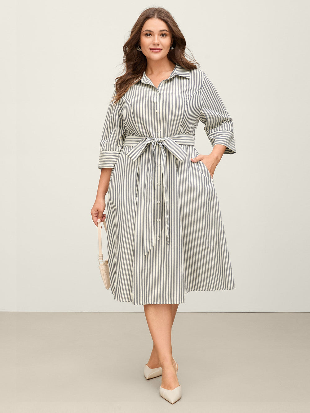 Salerno Striped Belted Shirt Dress