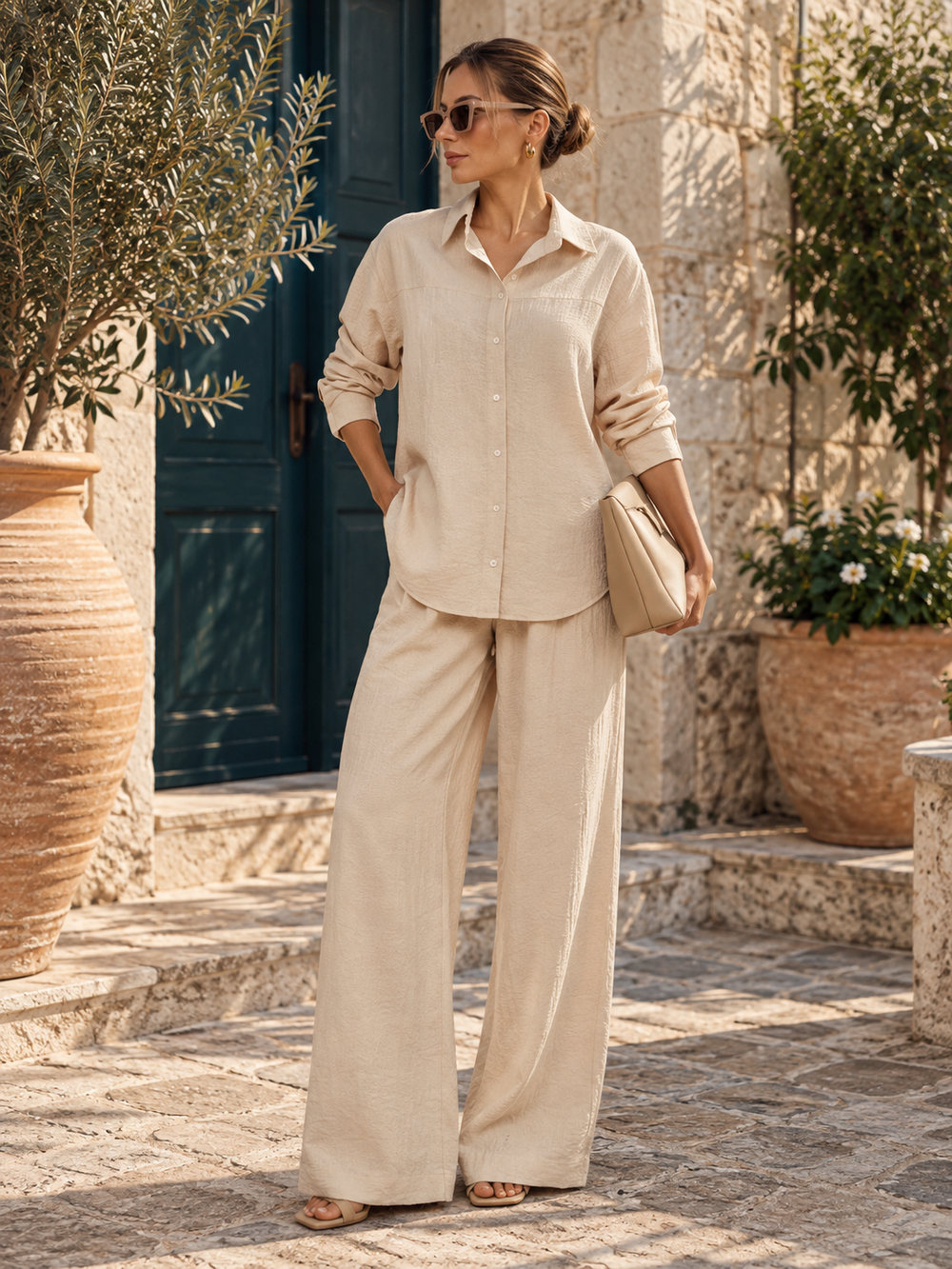 Lucca Relaxed Shirt & Wide-Leg Trouser Set