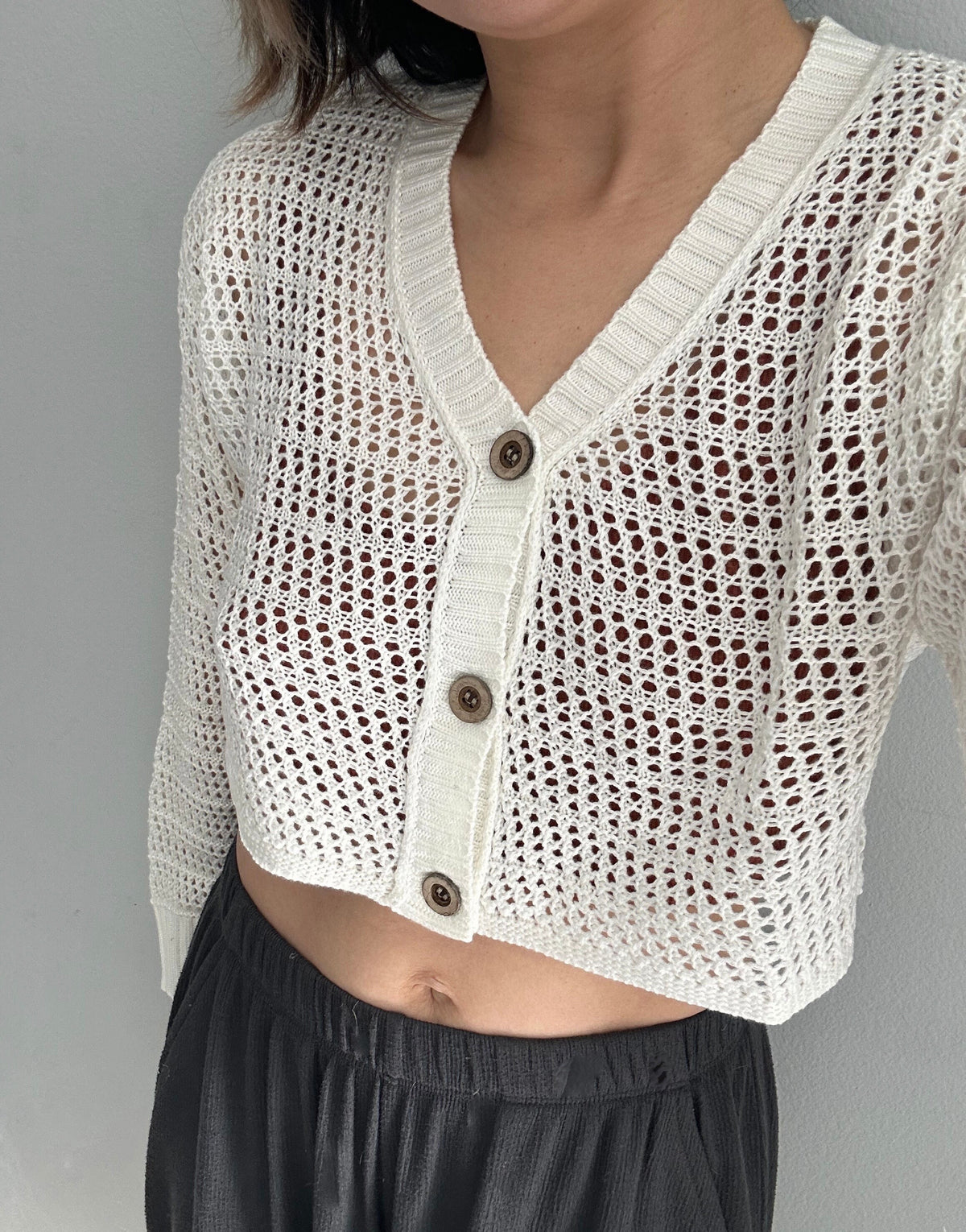 Arezzo Cable-Knit Cropped Cardigan in Cream | Life Amalfi