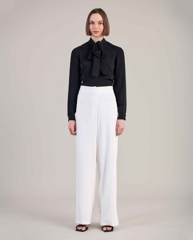 Monza Bow-Tie Shirt & Wide-Leg Trouser Set